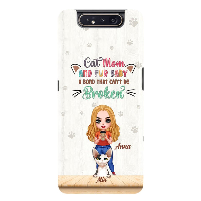 Personalized Cat Mom Chibi Phone Case - Gift Idea For Mother's Day/Cat Lovers With Up to 6 Cats - Cat Mom And Fur Baby A Bond That Can't Be Broken - Case For iPhone And Samsung