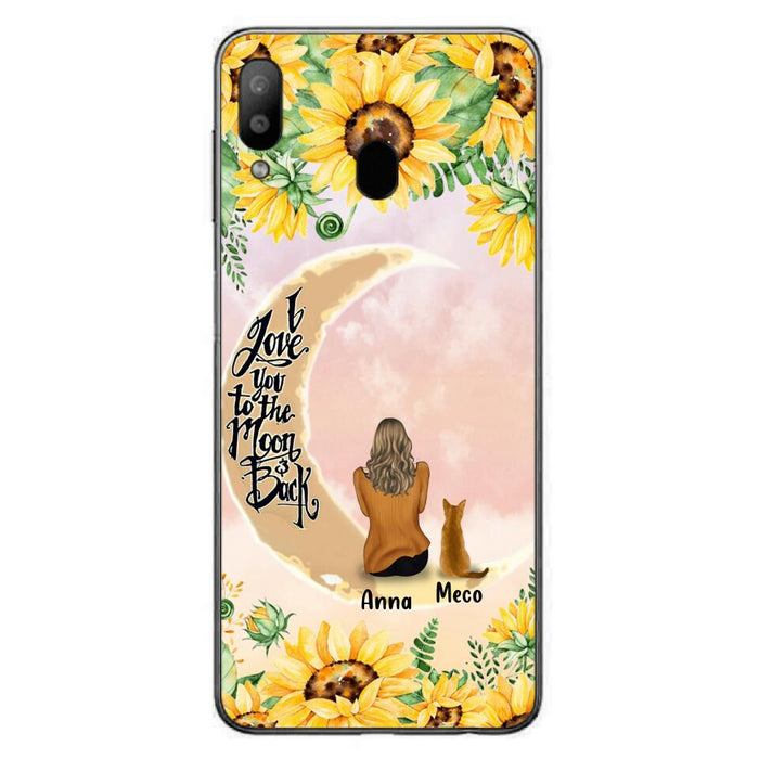 Personalized Cat Sun Flower Phone Case - Up to 6 Cats - Gift Idea For Cat Lover - I Love You To The Moon And Back - Case For iPhone And Samsung