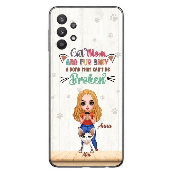 Personalized Cat Mom Chibi Phone Case - Gift Idea For Mother's Day/Cat Lovers With Up to 6 Cats - Cat Mom And Fur Baby A Bond That Can't Be Broken - Case For iPhone And Samsung