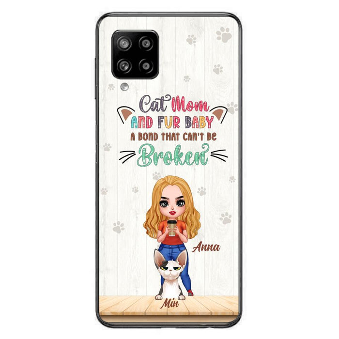 Personalized Cat Mom Chibi Phone Case - Gift Idea For Mother's Day/Cat Lovers With Up to 6 Cats - Cat Mom And Fur Baby A Bond That Can't Be Broken - Case For iPhone And Samsung