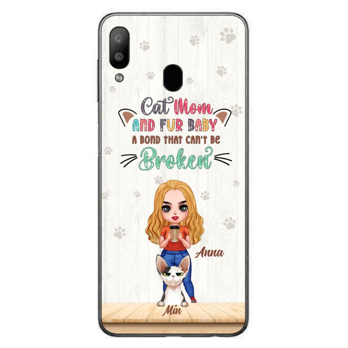 Personalized Cat Mom Chibi Phone Case - Gift Idea For Mother's Day/Cat Lovers With Up to 6 Cats - Cat Mom And Fur Baby A Bond That Can't Be Broken - Case For iPhone And Samsung