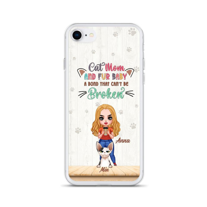 Personalized Cat Mom Chibi Phone Case - Gift Idea For Mother's Day/Cat Lovers With Up to 6 Cats - Cat Mom And Fur Baby A Bond That Can't Be Broken - Case For iPhone And Samsung