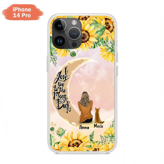 Personalized Cat Sun Flower Phone Case - Up to 6 Cats - Gift Idea For Cat Lover - I Love You To The Moon And Back - Case For iPhone And Samsung