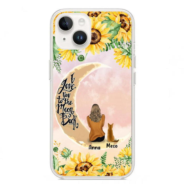Personalized Cat Sun Flower Phone Case - Up to 6 Cats - Gift Idea For Cat Lover - I Love You To The Moon And Back - Case For iPhone And Samsung