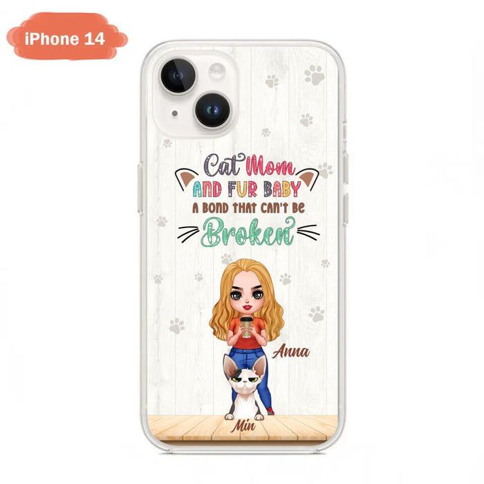 Personalized Cat Mom Chibi Phone Case - Gift Idea For Mother's Day/Cat Lovers With Up to 6 Cats - Cat Mom And Fur Baby A Bond That Can't Be Broken - Case For iPhone And Samsung
