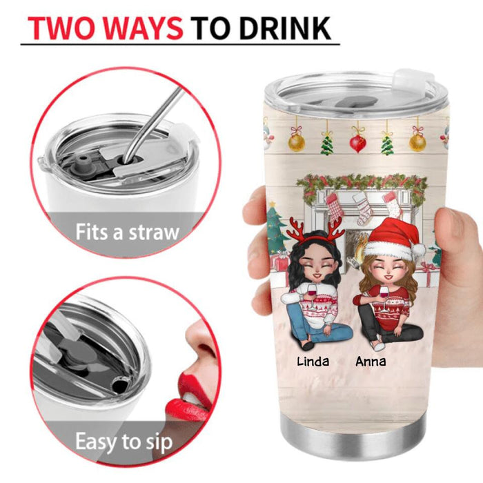 Personalized Christmas Besties Tumbler - Gift Idea For Besties/Christmas - Up To 4 Friends - Life Is Better With Friends
