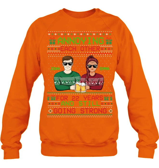 Personalized Christmas Couple Shirt/Hoodie - Anniversary Gift For Couple/Christmas - Annoying Each Other For 22 Years And Still Going Strong