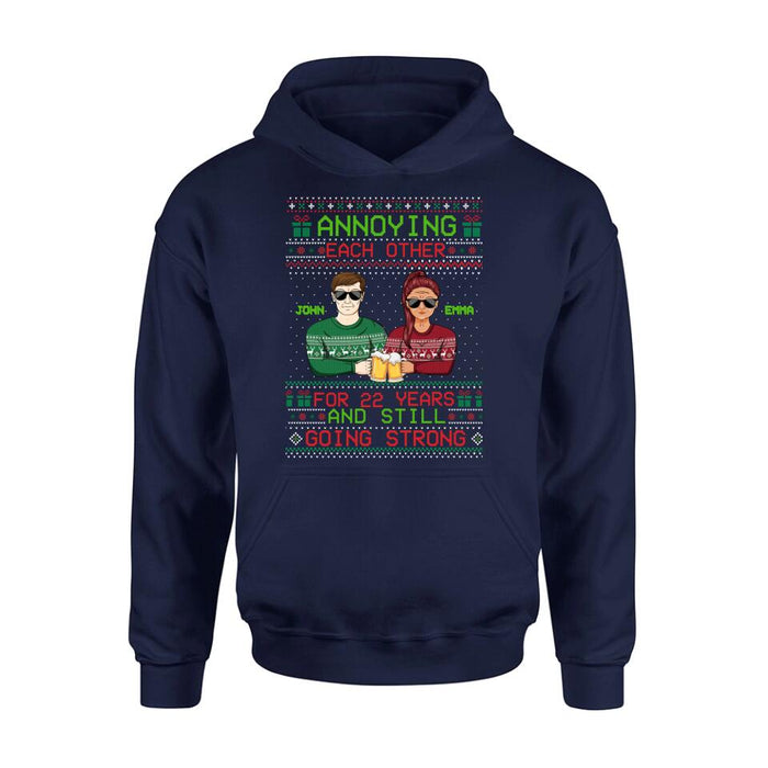 Personalized Christmas Couple Shirt/Hoodie - Anniversary Gift For Couple/Christmas - Annoying Each Other For 22 Years And Still Going Strong