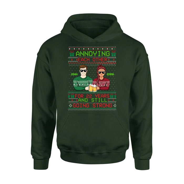 Personalized Christmas Couple Shirt/Hoodie - Anniversary Gift For Couple/Christmas - Annoying Each Other For 22 Years And Still Going Strong