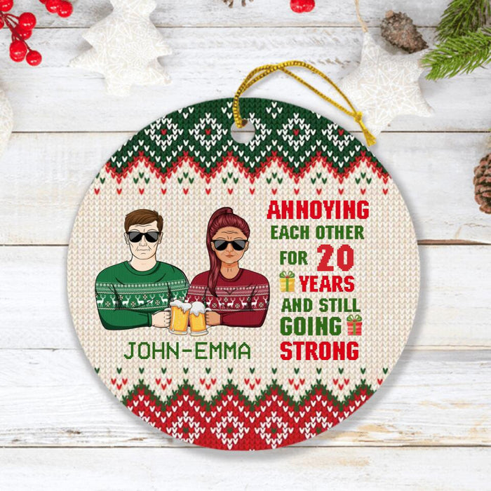 Personalized Christmas Couple Circle Ornament - Anniversary Gift For Couple/Christmas - Annoying Each Other For 20 Years And Still Going Strong