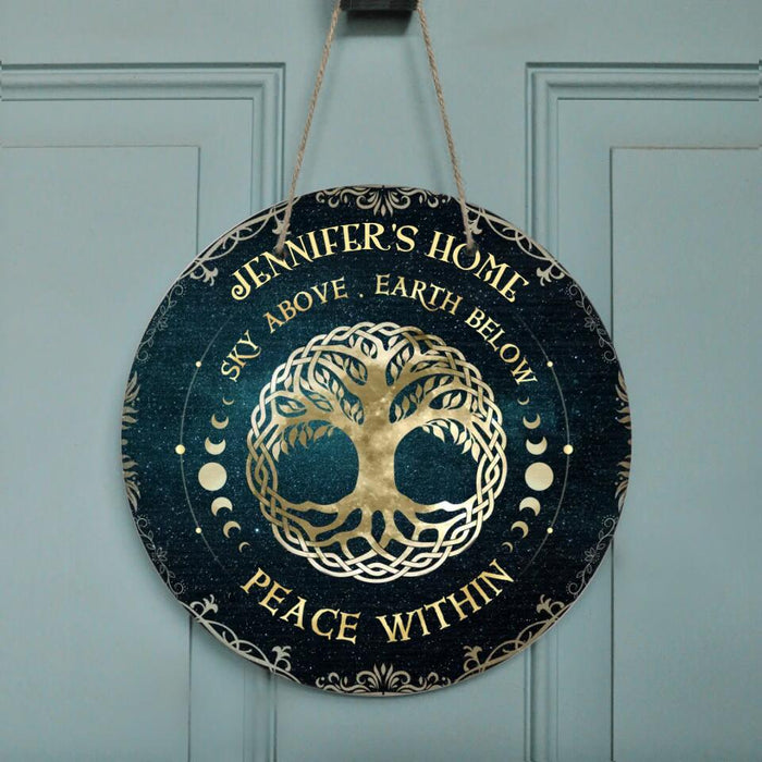 Personalized Halloween Wooden Sign - Best Gift Idea For Halloween - Sky Above, Earth Below, Peace Within