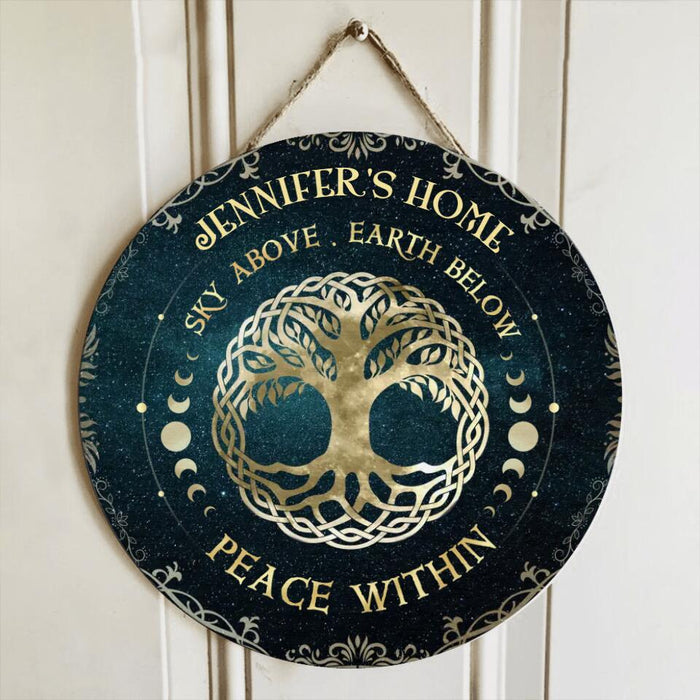 Personalized Halloween Wooden Sign - Best Gift Idea For Halloween - Sky Above, Earth Below, Peace Within