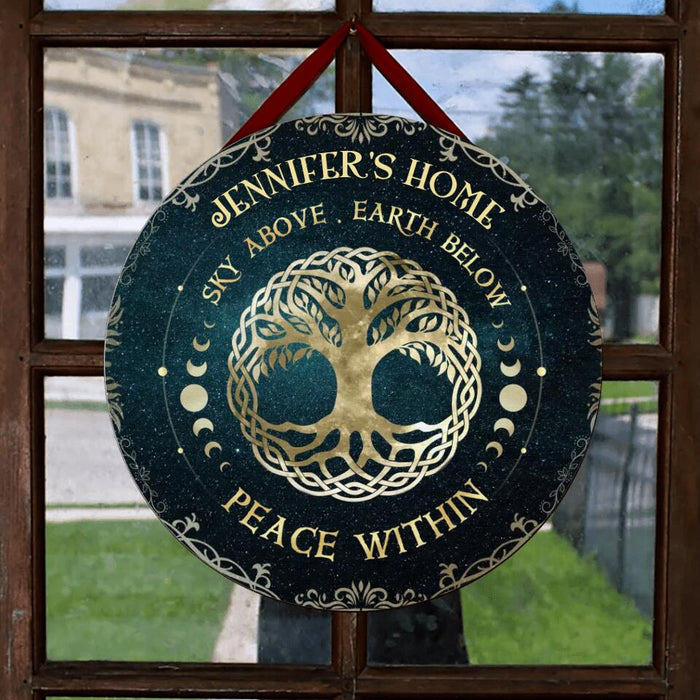 Personalized Halloween Wooden Sign - Best Gift Idea For Halloween - Sky Above, Earth Below, Peace Within