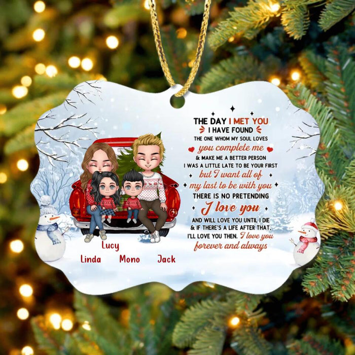 Personalized Christmas Couple On Car Rectangle Ornament - Gift Idea For Christmas/Couple With Up To 2 Kids - The Day I Met You I Have Found The One Whom My Soul Loves