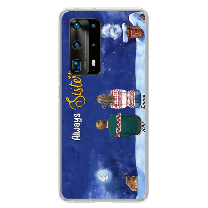 Personalized Christmas Brother & Sister Phone Case - Christmas Gift Idea For Siblings - Up to 12 People - Always Sisters - Case For Xiaomi, Oppo And Huawei