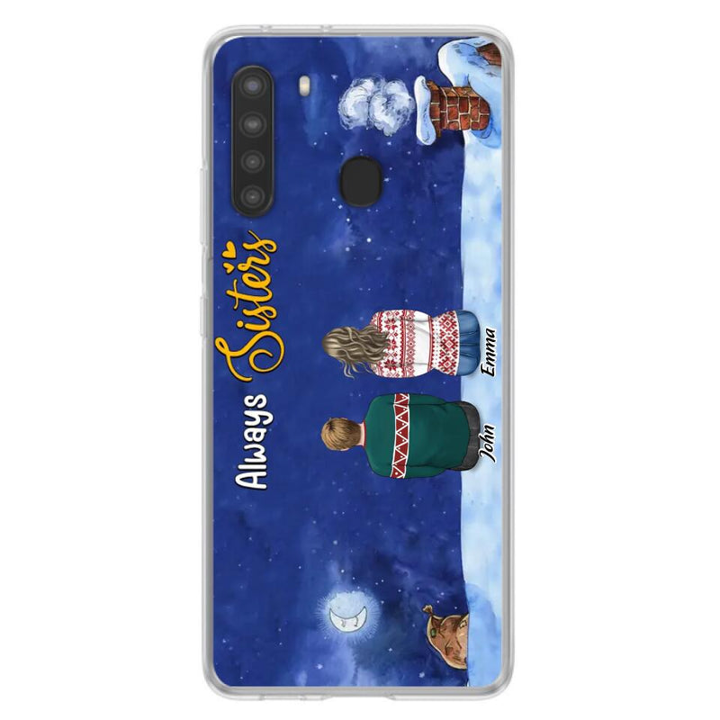 Personalized Christmas Brother & Sister Phone Case - Christmas Gift Idea For Siblings - Up to 12 People - Always Sisters - Case For iPhone And Samsung