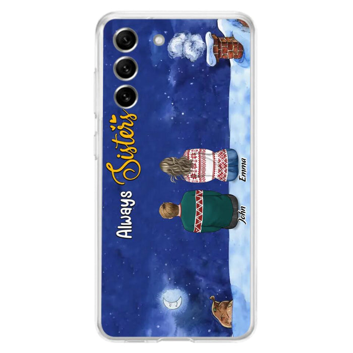Personalized Christmas Brother & Sister Phone Case - Christmas Gift Idea For Siblings - Up to 12 People - Always Sisters - Case For iPhone And Samsung