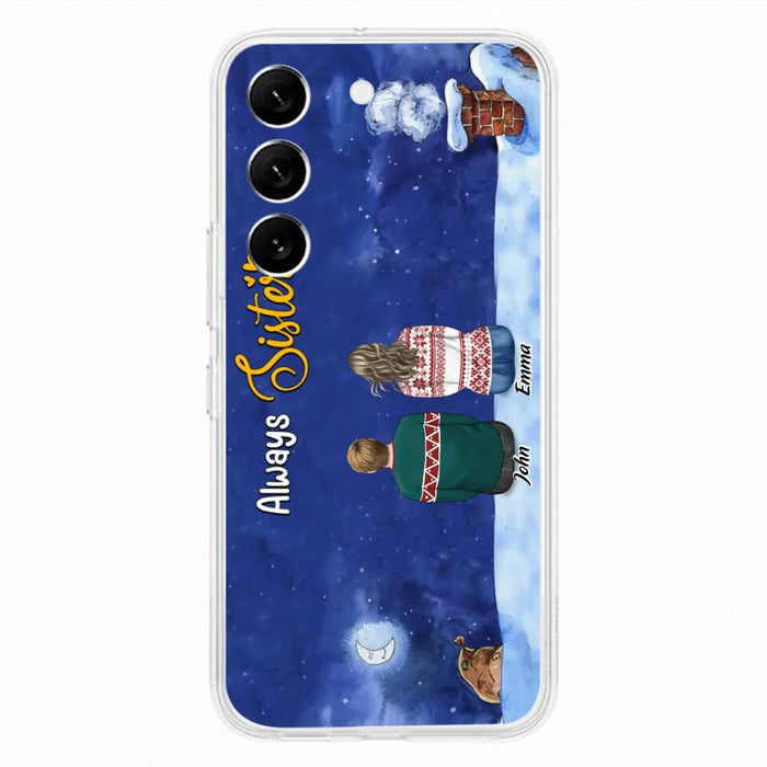 Personalized Christmas Brother & Sister Phone Case - Christmas Gift Idea For Siblings - Up to 12 People - Always Sisters - Case For iPhone And Samsung
