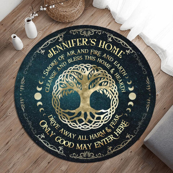 Personalized Halloween Round Rug - Best Gift Idea For Halloween - Smoke Of Air And Fire And Earth Cleanse and Bless This Home