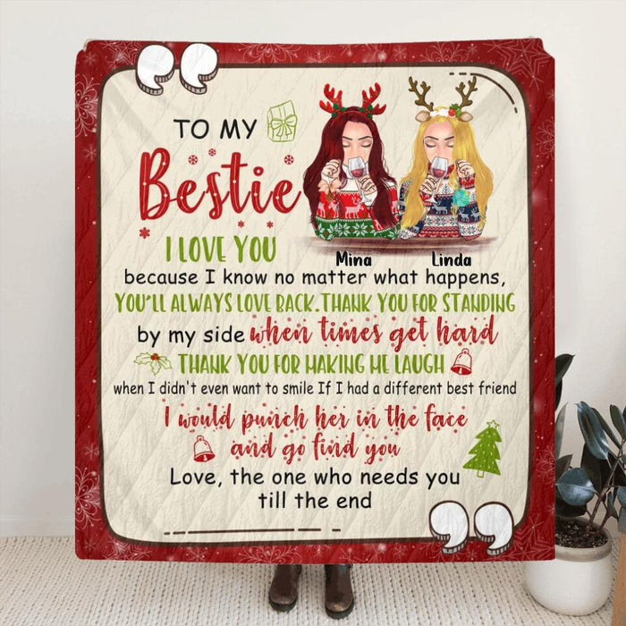 Personalized Fleece Throw Blanket/Quilt - Christmas Gift For Besties, Sisters - To My Bestie I Love You