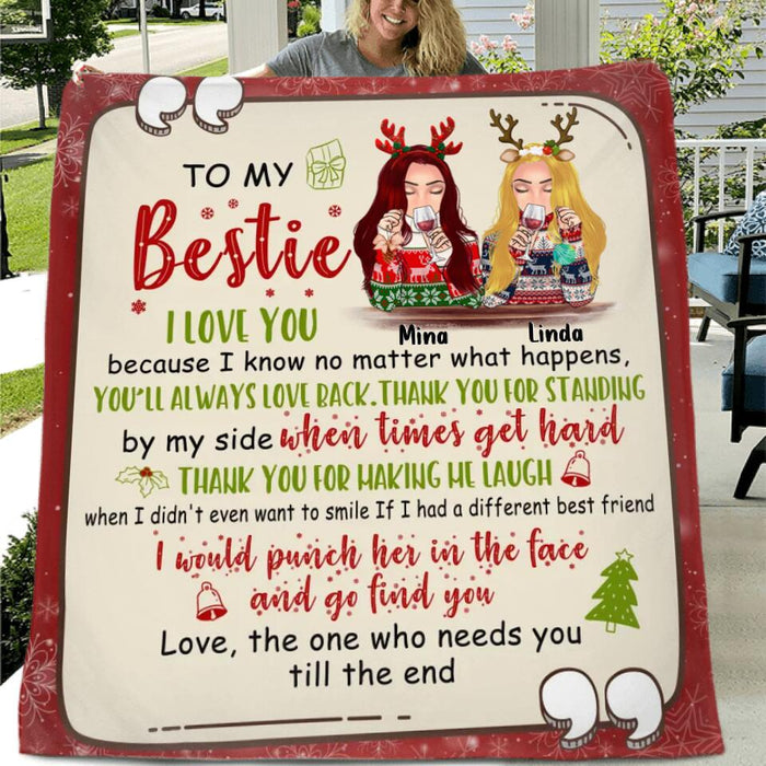 Personalized Fleece Throw Blanket/Quilt - Christmas Gift For Besties, Sisters - To My Bestie I Love You