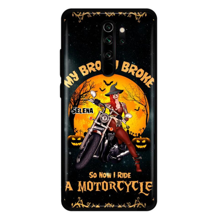 Personalized Witch Phone Case - Up to 4 Dogs - Halloween Gifts For Friends/Dog Lovers  - My Broom Broke So Now I Ride A Motorcycle - Case For Xiaomi/Oppo/Huawei