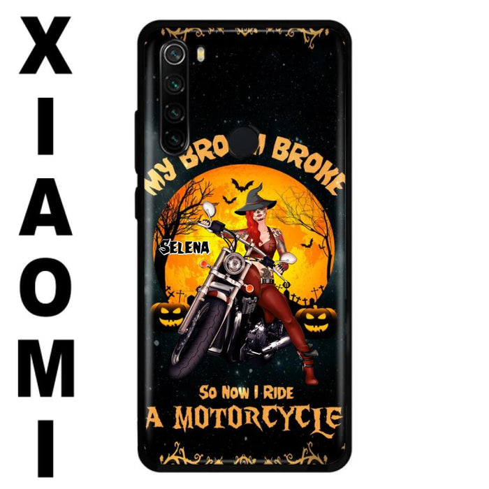 Personalized Witch Phone Case - Up to 4 Dogs - Halloween Gifts For Friends/Dog Lovers  - My Broom Broke So Now I Ride A Motorcycle - Case For Xiaomi/Oppo/Huawei