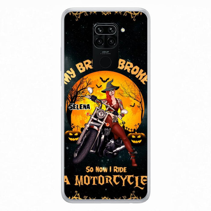 Personalized Witch Phone Case - Up to 4 Dogs - Halloween Gifts For Friends/Dog Lovers  - My Broom Broke So Now I Ride A Motorcycle - Case For Xiaomi/Oppo/Huawei