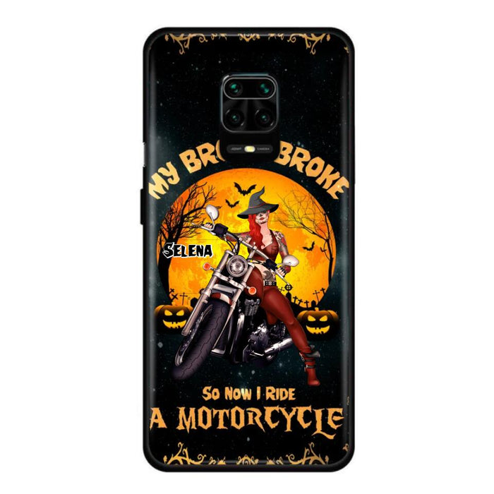 Personalized Witch Phone Case - Up to 4 Dogs - Halloween Gifts For Friends/Dog Lovers  - My Broom Broke So Now I Ride A Motorcycle - Case For Xiaomi/Oppo/Huawei