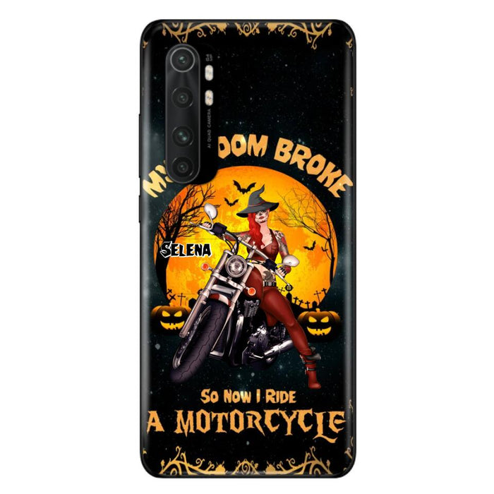 Personalized Witch Phone Case - Up to 4 Dogs - Halloween Gifts For Friends/Dog Lovers  - My Broom Broke So Now I Ride A Motorcycle - Case For Xiaomi/Oppo/Huawei