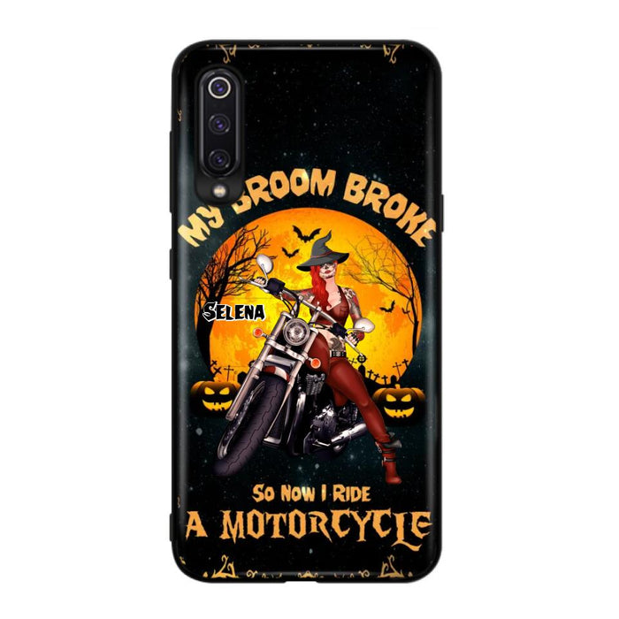 Personalized Witch Phone Case - Up to 4 Dogs - Halloween Gifts For Friends/Dog Lovers  - My Broom Broke So Now I Ride A Motorcycle - Case For Xiaomi/Oppo/Huawei