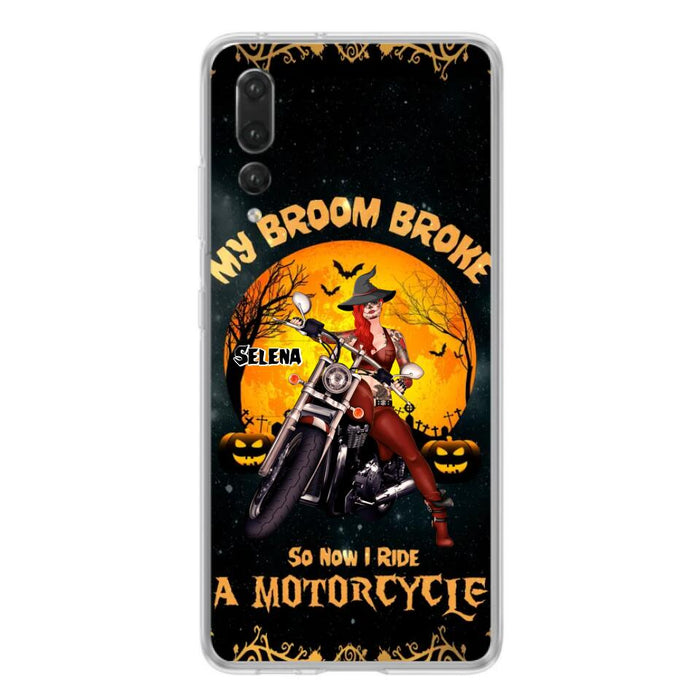 Personalized Witch Phone Case - Up to 4 Dogs - Halloween Gifts For Friends/Dog Lovers  - My Broom Broke So Now I Ride A Motorcycle - Case For Xiaomi/Oppo/Huawei