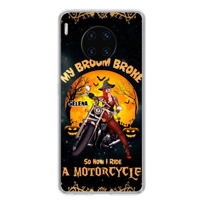 Personalized Witch Phone Case - Up to 4 Dogs - Halloween Gifts For Friends/Dog Lovers  - My Broom Broke So Now I Ride A Motorcycle - Case For Xiaomi/Oppo/Huawei