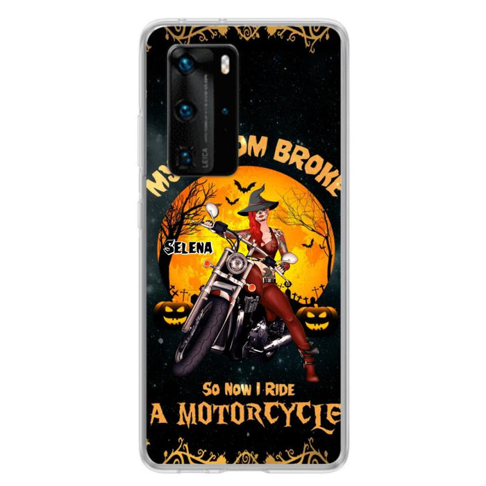 Personalized Witch Phone Case - Up to 4 Dogs - Halloween Gifts For Friends/Dog Lovers  - My Broom Broke So Now I Ride A Motorcycle - Case For Xiaomi/Oppo/Huawei