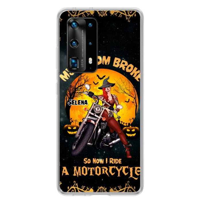 Personalized Witch Phone Case - Up to 4 Dogs - Halloween Gifts For Friends/Dog Lovers  - My Broom Broke So Now I Ride A Motorcycle - Case For Xiaomi/Oppo/Huawei
