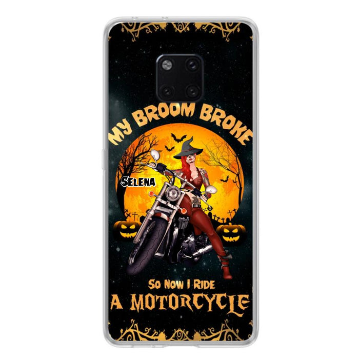 Personalized Witch Phone Case - Up to 4 Dogs - Halloween Gifts For Friends/Dog Lovers  - My Broom Broke So Now I Ride A Motorcycle - Case For Xiaomi/Oppo/Huawei