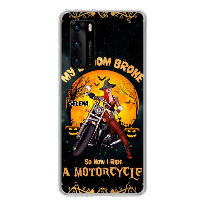 Personalized Witch Phone Case - Up to 4 Dogs - Halloween Gifts For Friends/Dog Lovers  - My Broom Broke So Now I Ride A Motorcycle - Case For Xiaomi/Oppo/Huawei