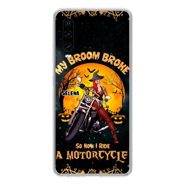 Personalized Witch Phone Case - Up to 4 Dogs - Halloween Gifts For Friends/Dog Lovers  - My Broom Broke So Now I Ride A Motorcycle - Case For Xiaomi/Oppo/Huawei