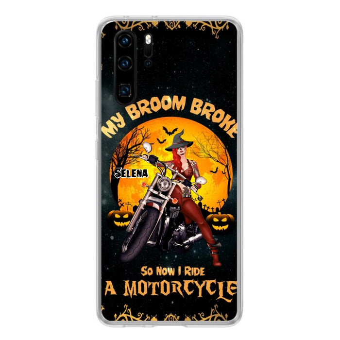 Personalized Witch Phone Case - Up to 4 Dogs - Halloween Gifts For Friends/Dog Lovers  - My Broom Broke So Now I Ride A Motorcycle - Case For Xiaomi/Oppo/Huawei