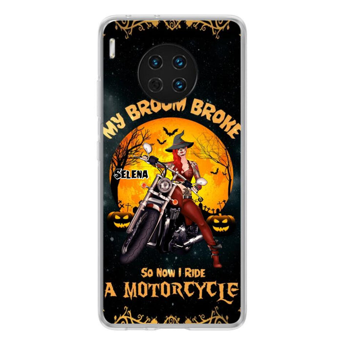Personalized Witch Phone Case - Up to 4 Dogs - Halloween Gifts For Friends/Dog Lovers  - My Broom Broke So Now I Ride A Motorcycle - Case For Xiaomi/Oppo/Huawei