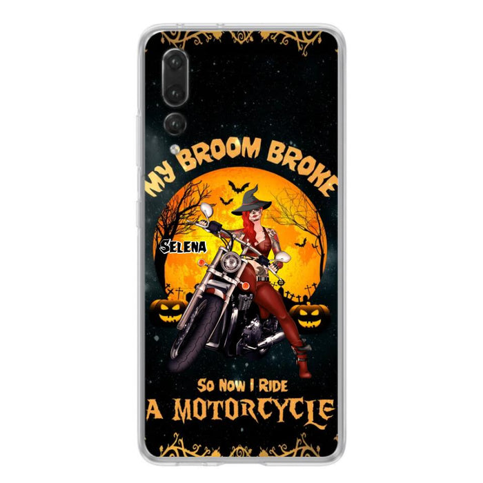 Personalized Witch Phone Case - Up to 4 Dogs - Halloween Gifts For Friends/Dog Lovers  - My Broom Broke So Now I Ride A Motorcycle - Case For Xiaomi/Oppo/Huawei