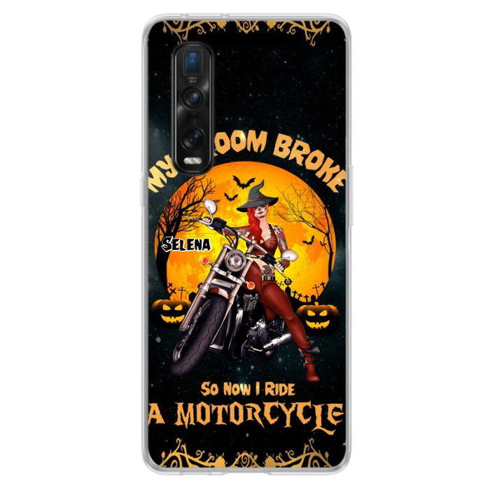 Personalized Witch Phone Case - Up to 4 Dogs - Halloween Gifts For Friends/Dog Lovers  - My Broom Broke So Now I Ride A Motorcycle - Case For Xiaomi/Oppo/Huawei