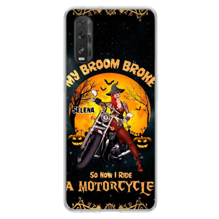 Personalized Witch Phone Case - Up to 4 Dogs - Halloween Gifts For Friends/Dog Lovers  - My Broom Broke So Now I Ride A Motorcycle - Case For Xiaomi/Oppo/Huawei