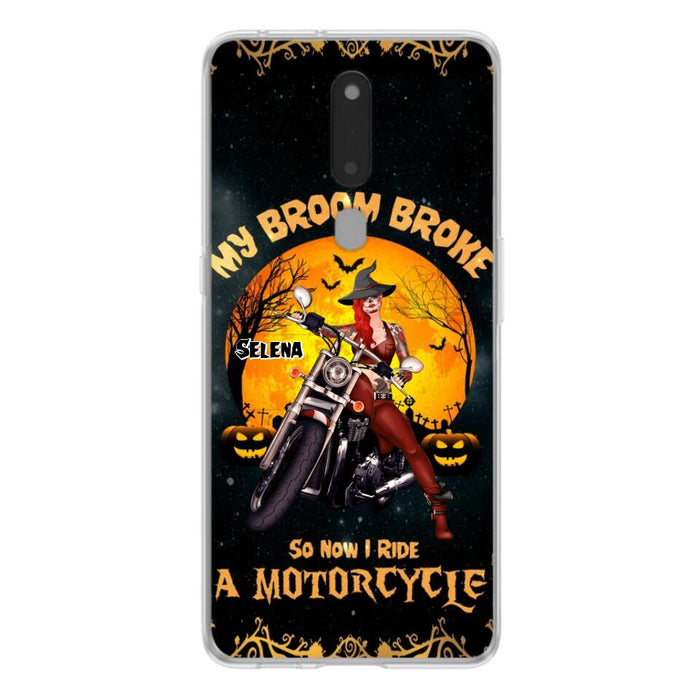 Personalized Witch Phone Case - Up to 4 Dogs - Halloween Gifts For Friends/Dog Lovers  - My Broom Broke So Now I Ride A Motorcycle - Case For Xiaomi/Oppo/Huawei