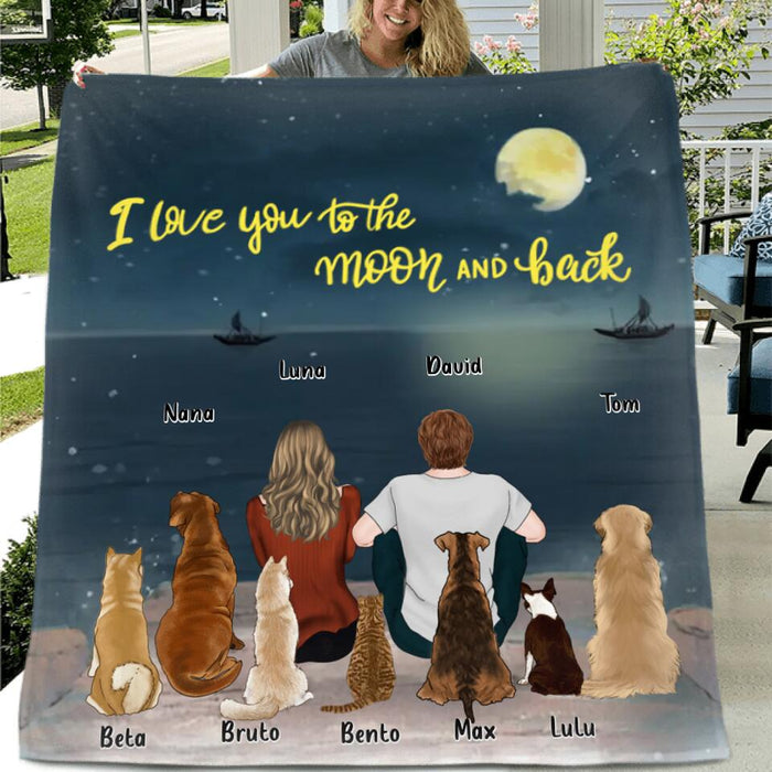 Personalized Dog Cat Fleece/Quilt Blanket - Gift for Dog Lovers/Cat Lovers - Couple and Pets - Man/Woman and Pets - Up to 7 Pets