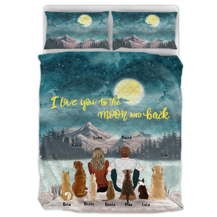 Personalized Dog Cat Quilt Bed Sets - Best Gift For Couple, Cat Dog Lovers, Pet Mom, Pet Dad - Up to 7 Pets