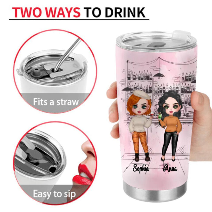 Personalized Drunk Friends Tumbler - Gift Idea For Best Friends With Up To 4 Friends - Best Bitches Here's To Another Year Of Bonding Over Alcohol Tolerating Idiots & Keeping Each Other Sane