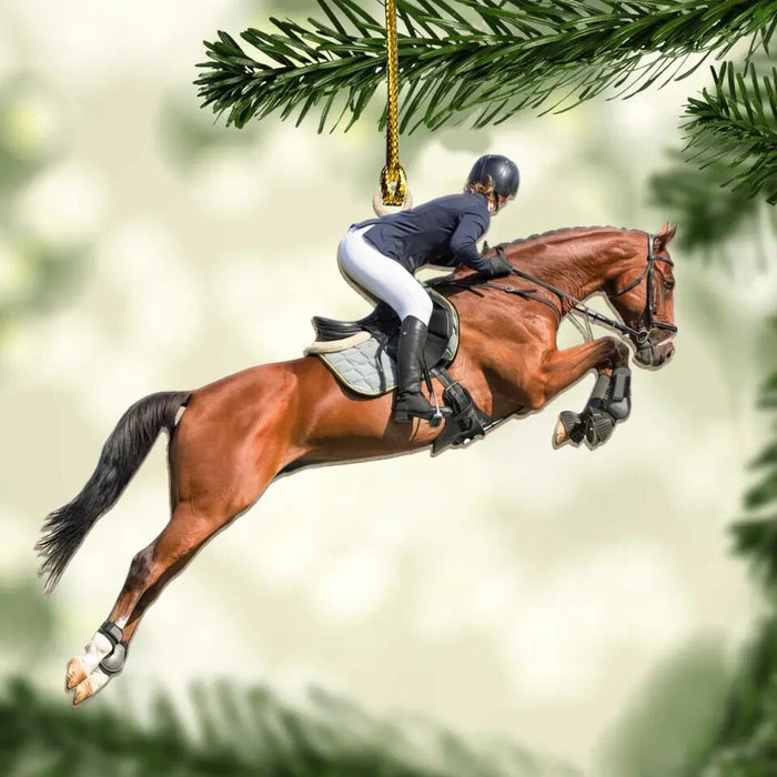 Personalized Equestrian Girl Wooden Ornament - Gift Idea For Horse Lover/Christmas