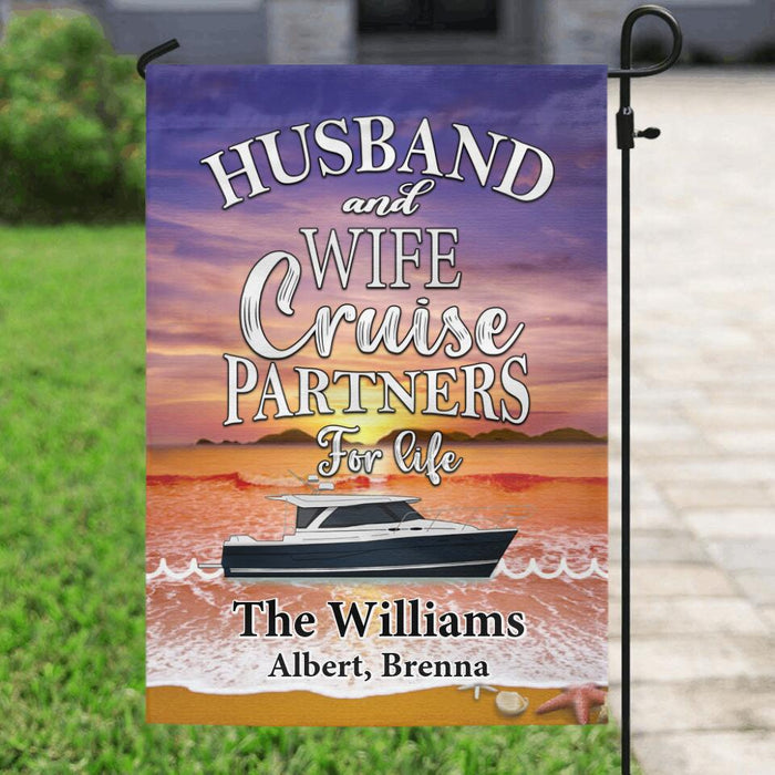 Personalized Cruise Flag Sign - Best Gifts For Couple - Husband And Wife Cruise Partners For Life