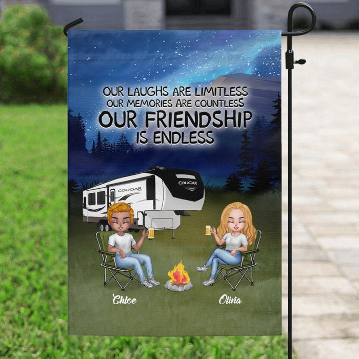 Personalized Camping Friends Flag - Up to 4 People - Gift Idea For Friends/Camping Lover - Life Is Better When You're Camping With Friends